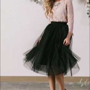 Black Tulle Midi Skirt
